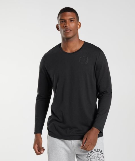 Men's Gymshark Legacy Long Sleeve T-Shirts Black | CA A13685